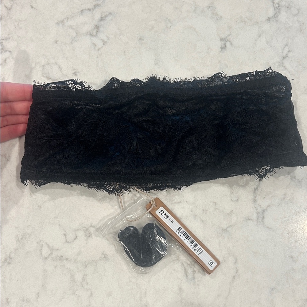 SKIMS Black Lace Bandeau Bra